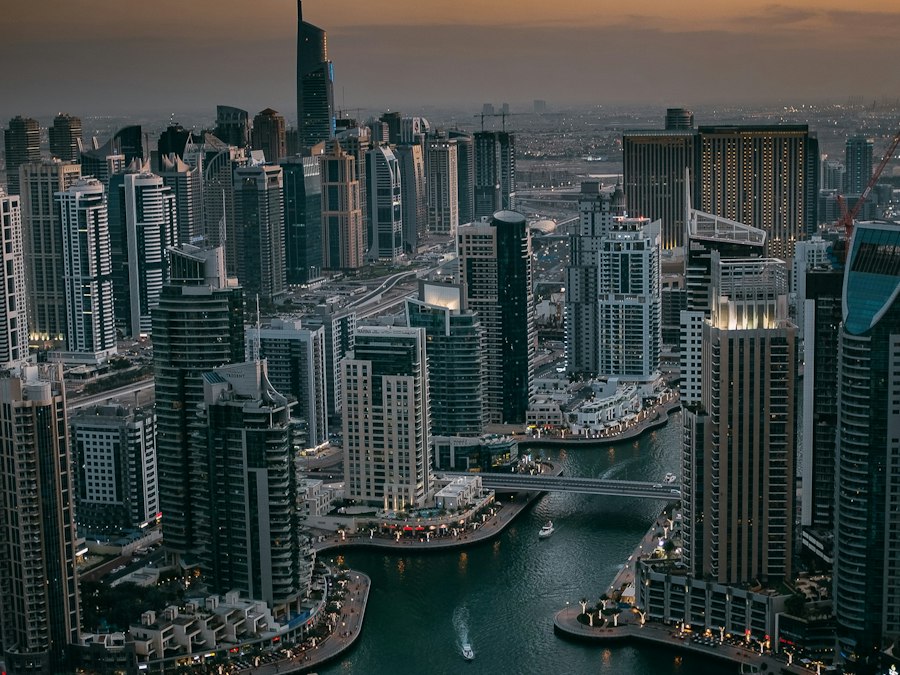 Dubai Marina towers from above — vacation rentals in Dubai